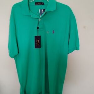 Polo Ralph Lauren Turquoise Golf Polo Short Sleeve Shirt With Purple Pony Size L
